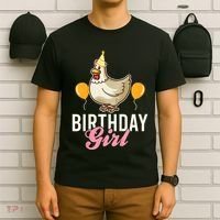 Cute Chicken Birthday Girl T-Shirt thumb 6