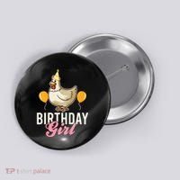 Cute Chicken Birthday Girl Button thumb 0