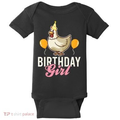 Cute Chicken Birthday Girl Baby Bodysuit