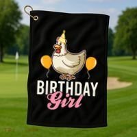 Cute Chicken Birthday Girl Golf Towel thumb 1