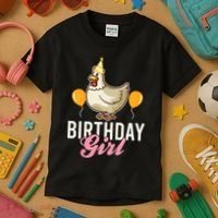 Cute Chicken Birthday Girl Kids T-Shirt thumb 3