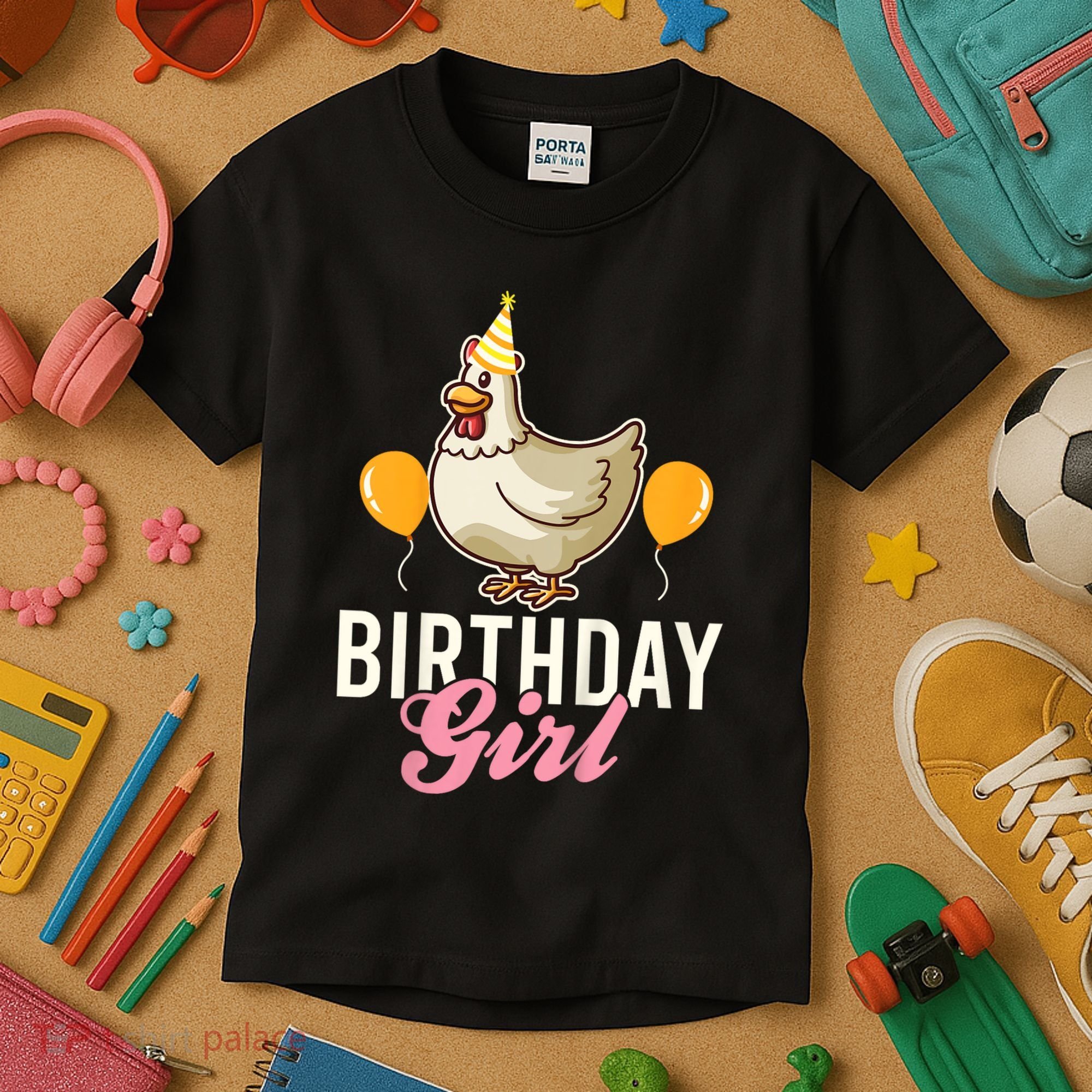 Cute Chicken Birthday Girl Kids T-Shirt