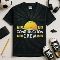 Construction Crew Birthday Party Supplies Matching Kids Tie-Dye T-Shirt thumb 2