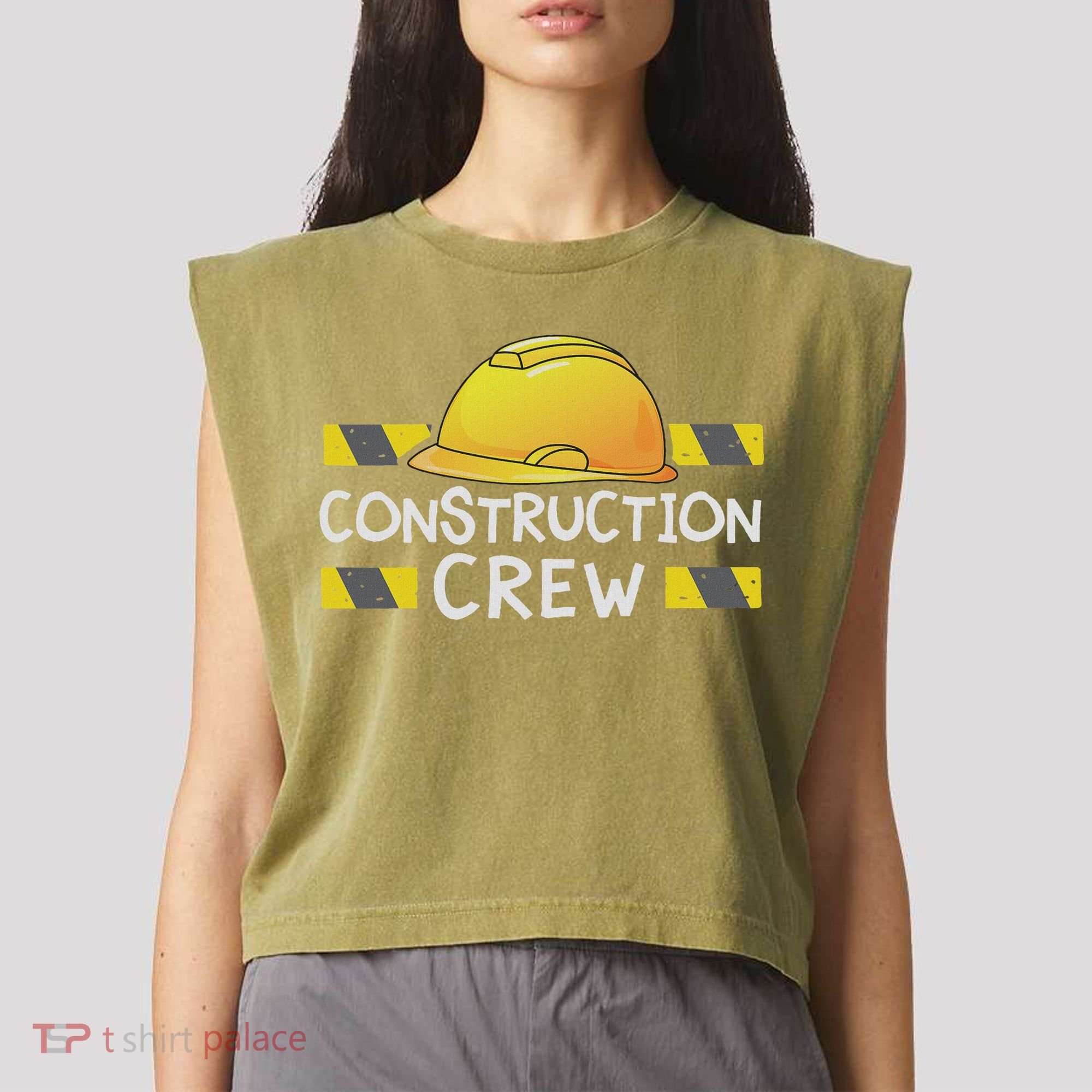 Construction Crew Birthday Party Supplies Matching Garment-Dyed Women's Muscle Tee
