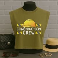 Construction Crew Birthday Party Supplies Matching Garment-Dyed Women's Muscle Tee thumb 3