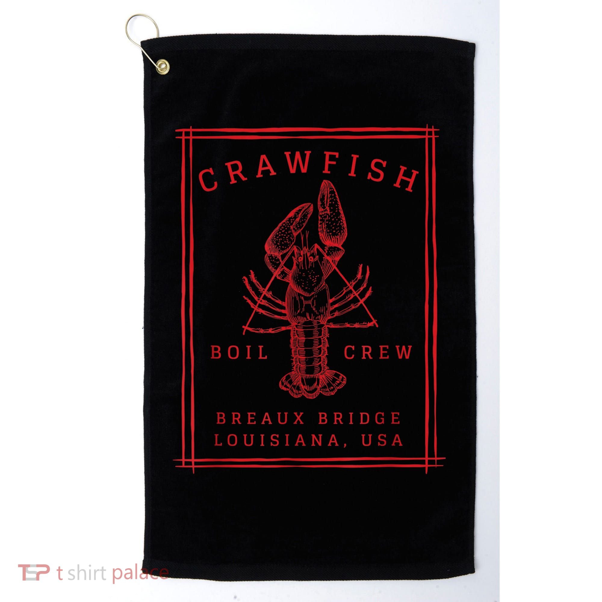 Crawfish Crew Breaux Bridge Retro Cajun Seafood Golf Towel