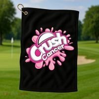 Crush Cancer Breast Cancer Awareness Golf Towel thumb 1