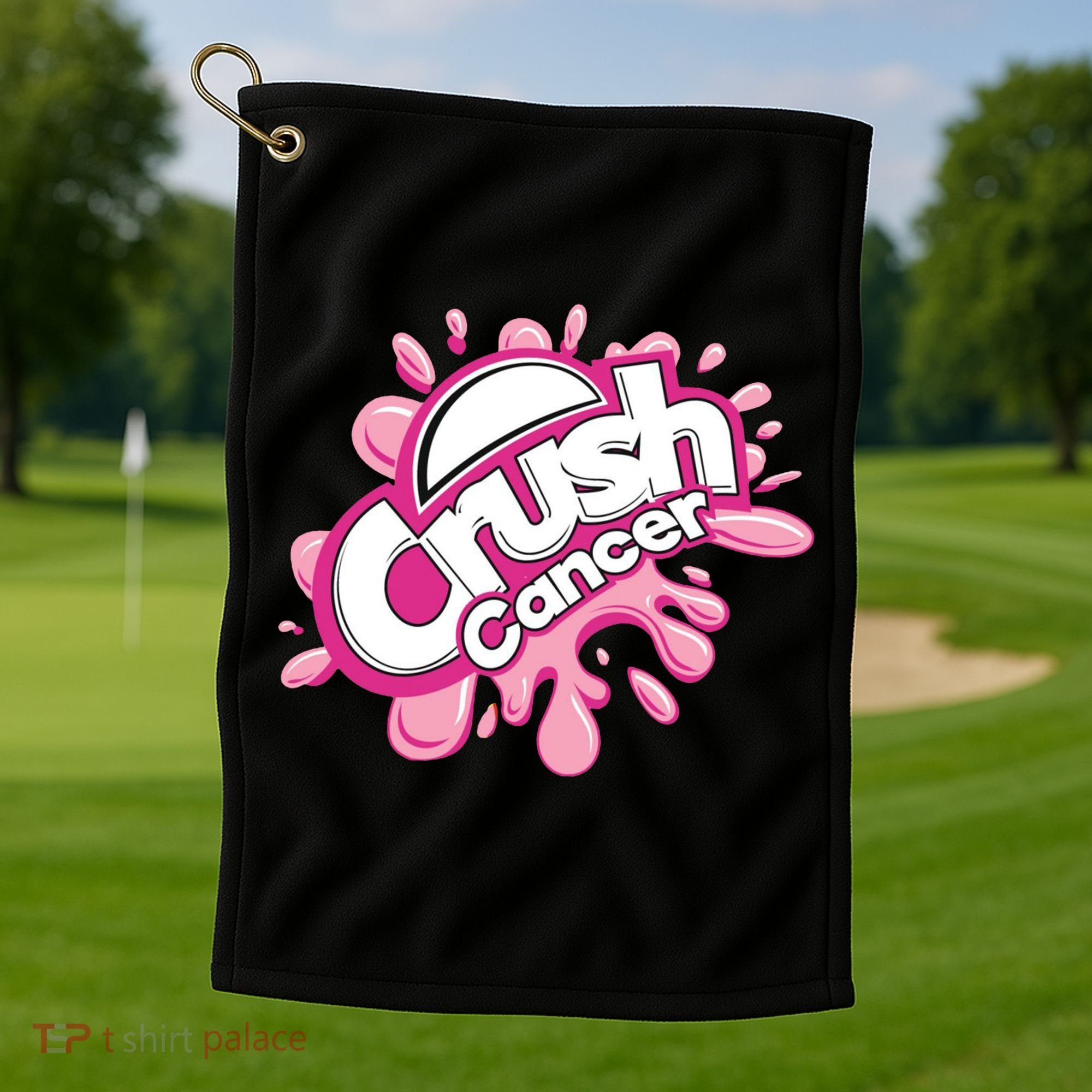 Crush Cancer Breast Cancer Awareness Golf Towel
