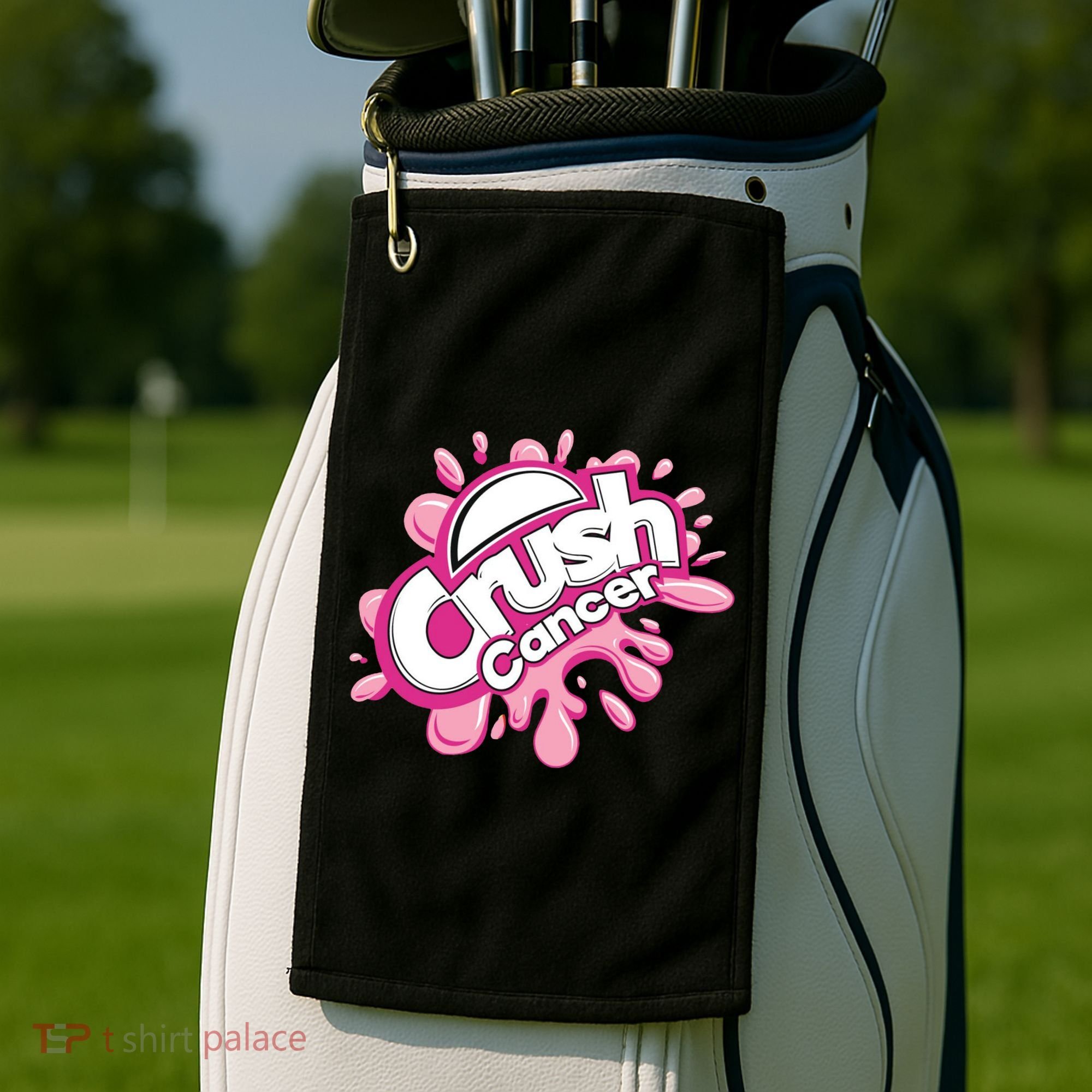 Crush Cancer Breast Cancer Awareness Golf Towel