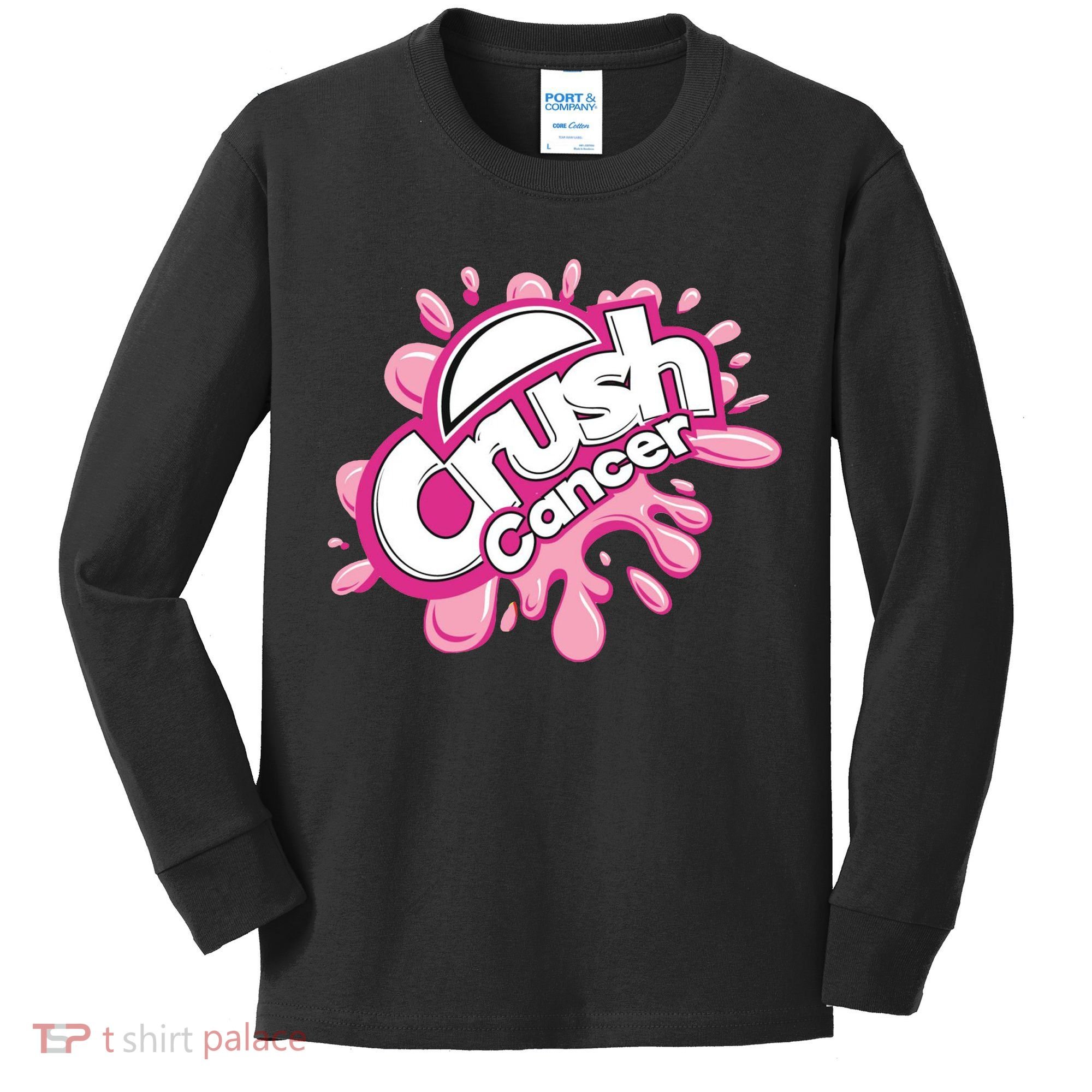 Crush Cancer Breast Cancer Awareness Kids Long Sleeve Shirt
