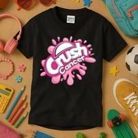 Crush Cancer Breast Cancer Awareness Kids T-Shirt thumb 3