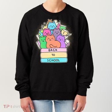 Cute Colorful Back to School Book Cats Women's Sweatshirt