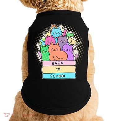 Cute Colorful Back to School Book Cats Doggie Tank