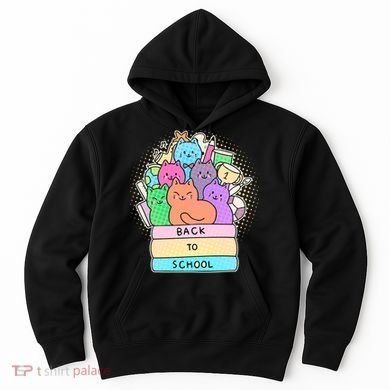 Cute Colorful Back to School Book Cats Hoodie