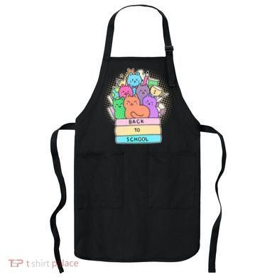 Cute Colorful Back to School Book Cats Apron