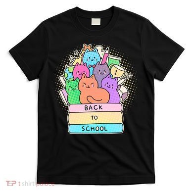Cute Colorful Back to School Book Cats T-Shirt