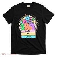 Cute Colorful Back to School Book Cats T-Shirt thumb 0