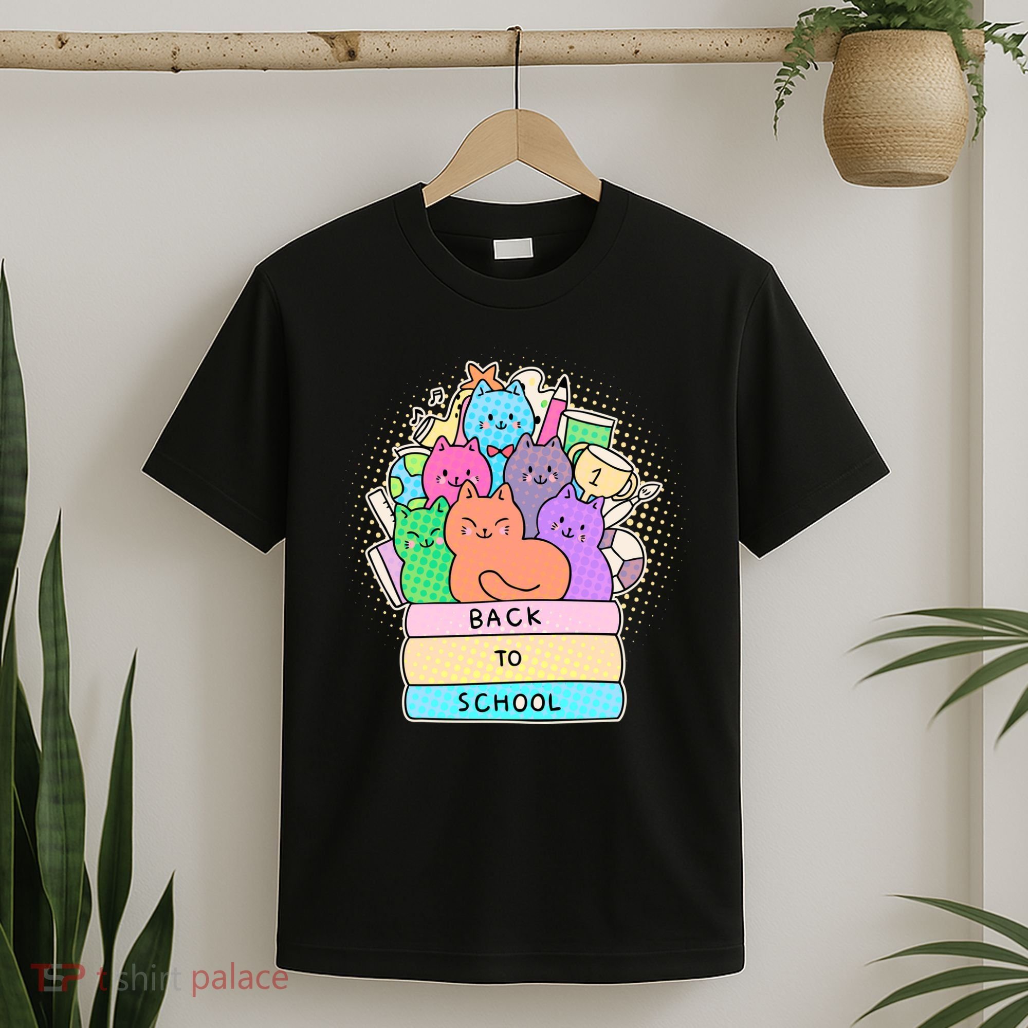 Cute Colorful Back to School Book Cats T-Shirt