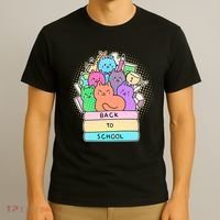 Cute Colorful Back to School Book Cats T-Shirt thumb 3