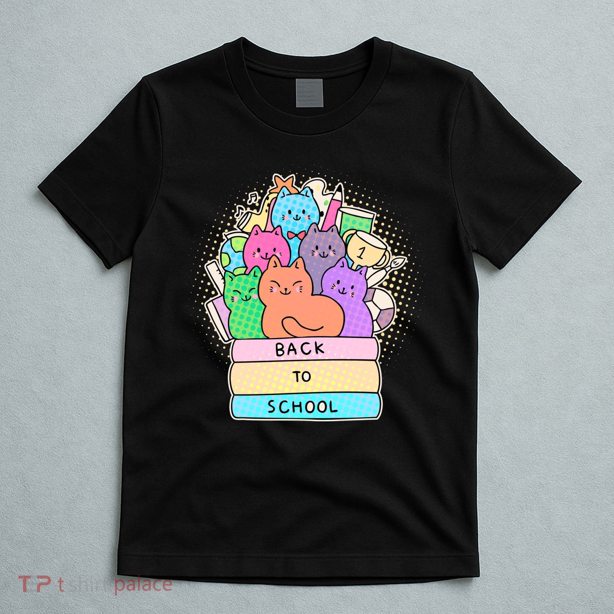 Cute Colorful Back to School Book Cats T-Shirt