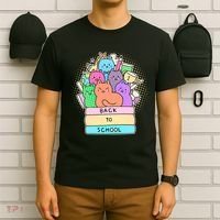 Cute Colorful Back to School Book Cats T-Shirt thumb 6