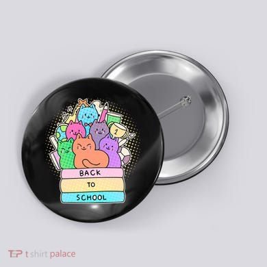 Cute Colorful Back to School Book Cats Button