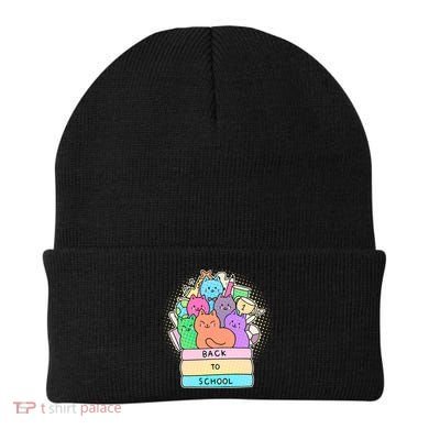 Cute Colorful Back to School Book Cats Beanie
