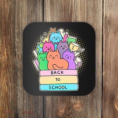 Cute Colorful Back to School Book Cats Coaster