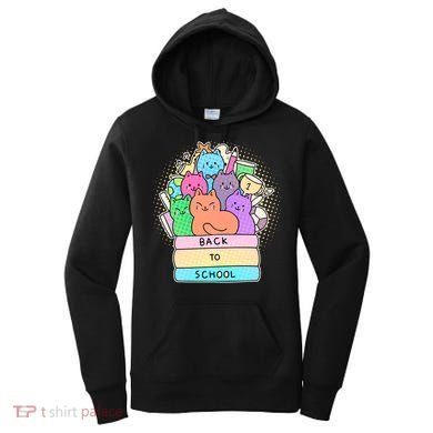 Cute Colorful Back to School Book Cats Women's Hoodie