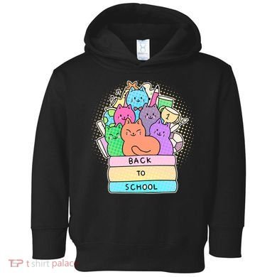 Cute Colorful Back to School Book Cats Toddler Hoodie