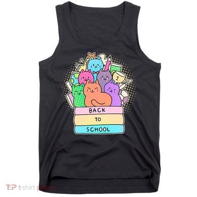 Cute Colorful Back to School Book Cats Tank Top