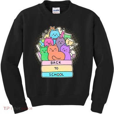 Cute Colorful Back to School Book Cats Kids Sweatshirt