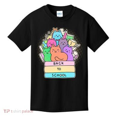 Cute Colorful Back to School Book Cats Kids T-Shirt