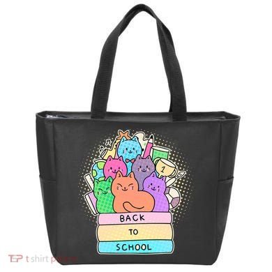 Cute Colorful Back to School Book Cats Tote Bag