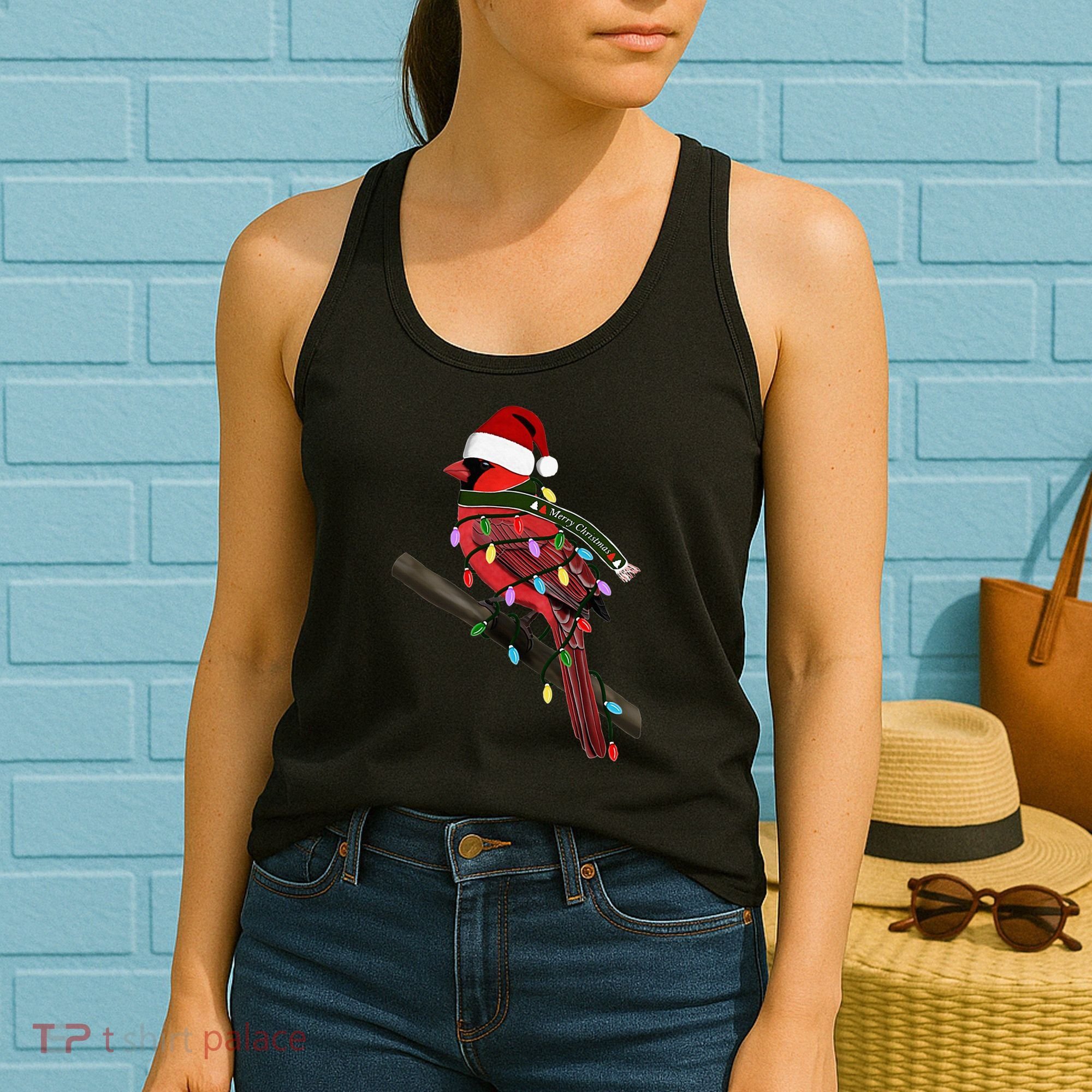 Cardinal Christmas Bird Santa Claus Biologist Animal Women's Tank Top