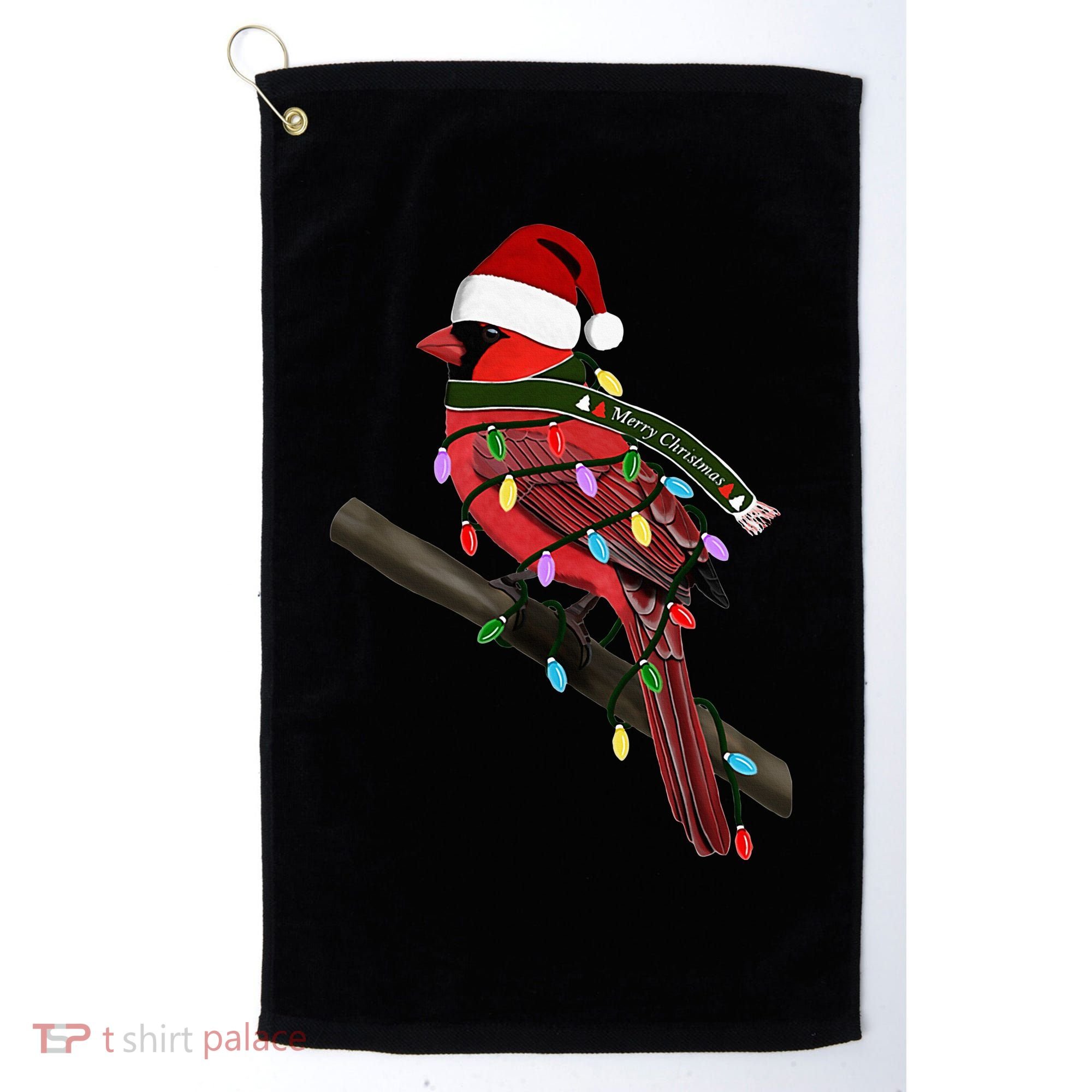 Cardinal Christmas Bird Santa Claus Biologist Animal Golf Towel