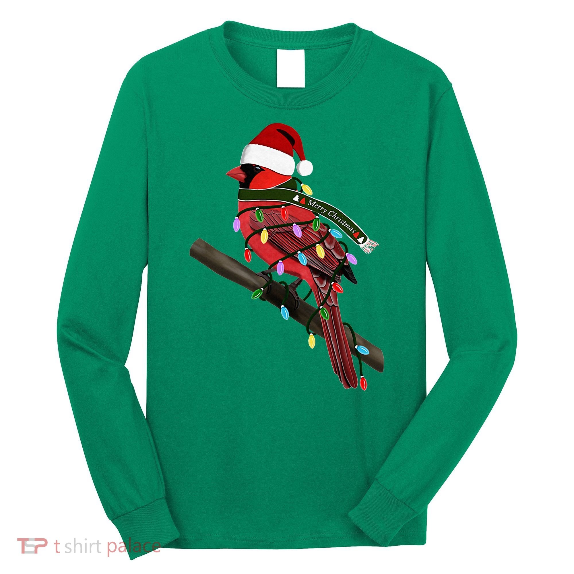 Cardinal Christmas Bird Santa Claus Biologist Animal Long Sleeve Shirt