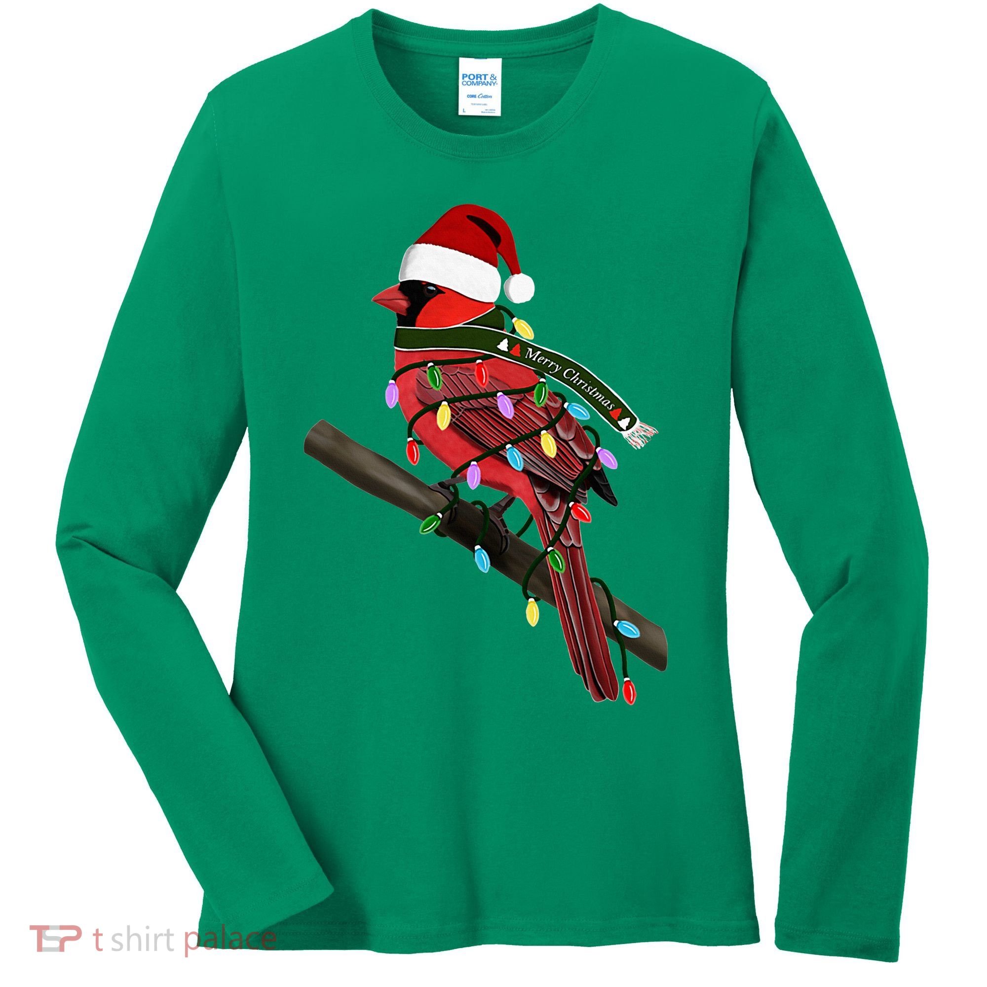 Cardinal Christmas Bird Santa Claus Biologist Animal Women's Long Sleeve Shirt