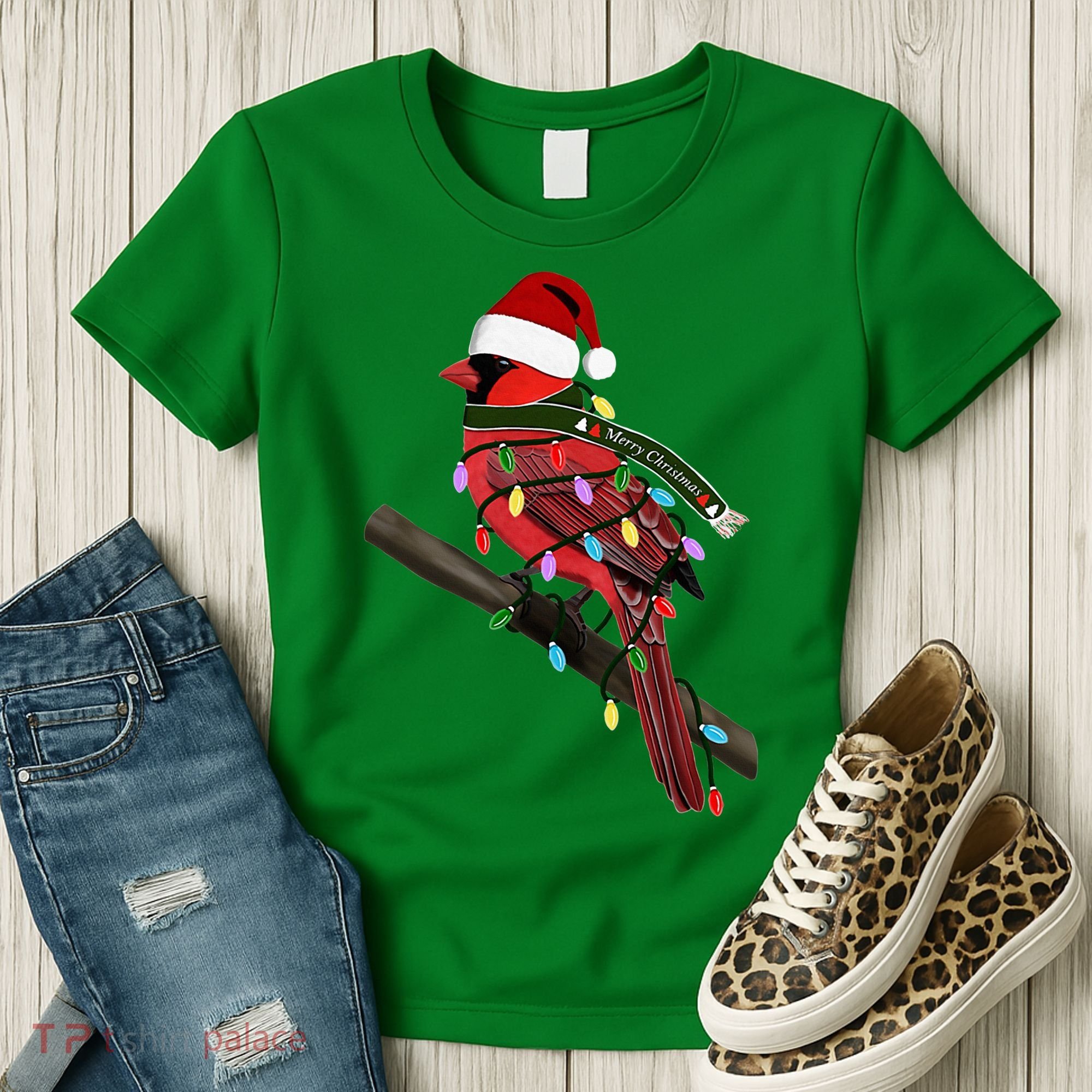 Cardinal Christmas Bird Santa Claus Biologist Animal Women's T-Shirt