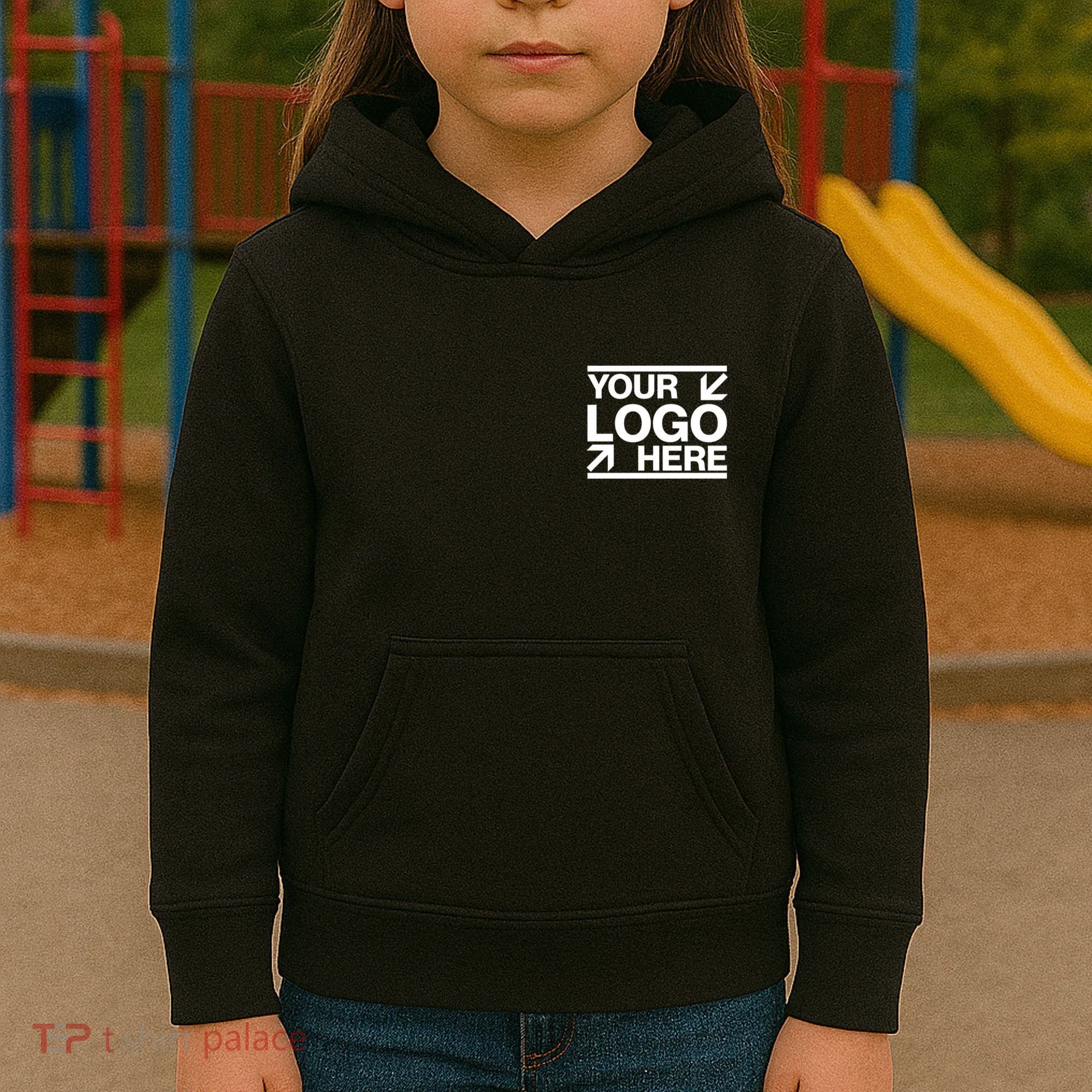 Custom Company Brand Pocket Customize Logo Kids Hoodie