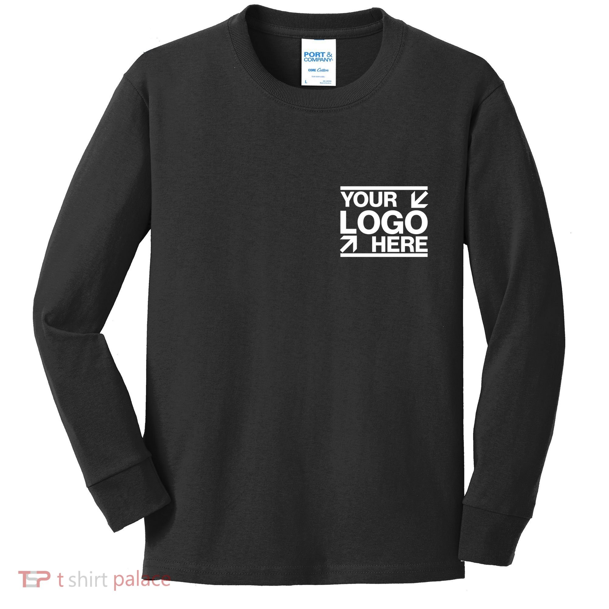 Custom Company Brand Pocket Customize Logo Kids Long Sleeve Shirt