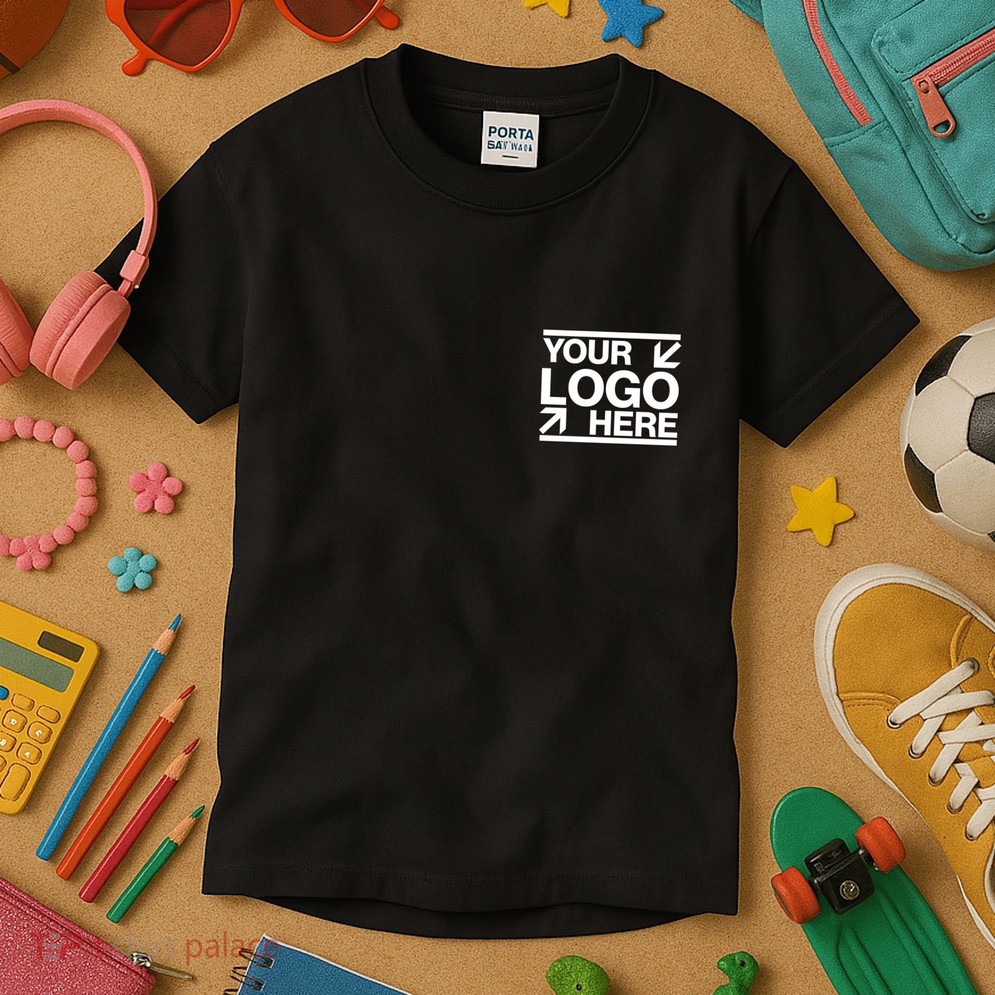 Custom Company Brand Pocket Customize Logo Kids T-Shirt