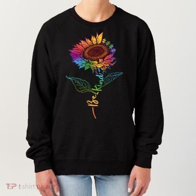 Cute Colorful Be Kind Rainbow Sunflower Puzzle Pieces Women's Sweatshirt