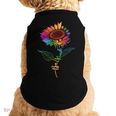 Cute Colorful Be Kind Rainbow Sunflower Puzzle Pieces Doggie Tank