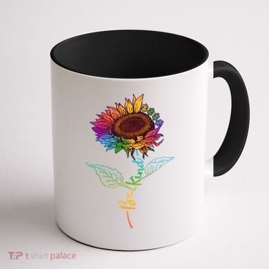 Cute Colorful Be Kind Rainbow Sunflower Puzzle Pieces Coffee Mug back