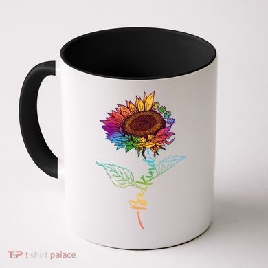 Cute Colorful Be Kind Rainbow Sunflower Puzzle Pieces Coffee Mug