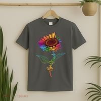 Cute Colorful Be Kind Rainbow Sunflower Puzzle Pieces T-Shirt thumb 2
