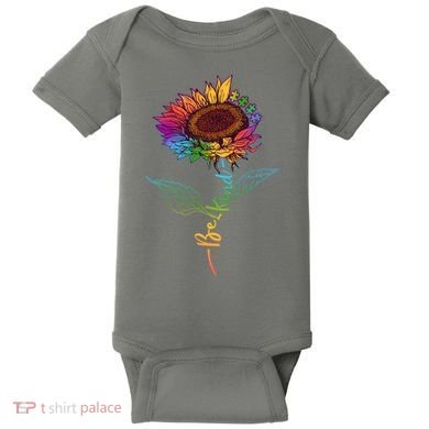 Cute Colorful Be Kind Rainbow Sunflower Puzzle Pieces Baby Bodysuit