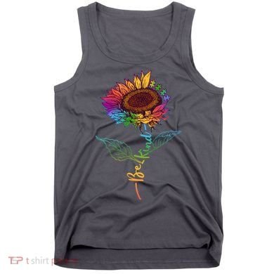 Cute Colorful Be Kind Rainbow Sunflower Puzzle Pieces Tank Top