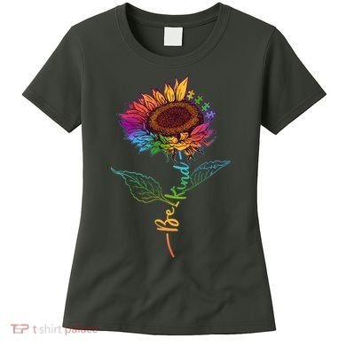 Cute Colorful Be Kind Rainbow Sunflower Puzzle Pieces Women's T-Shirt